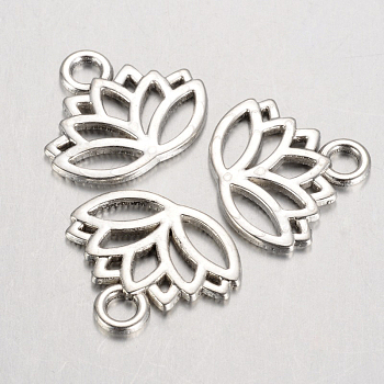 Tibetan Style Alloy Charms, Yoga Lutos Cadmium Free & Lead Free, Antique Silver, 15x17x1mm, Hole: 3mm, about 1305pcs/1000g