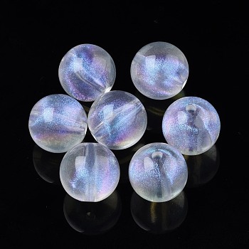 Transparent Acrylic Beads, Glitter Powder, Round, Clear, 13.5x13mm, Hole: 2mm