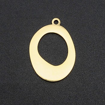 201 Stainless Steel Pendants, Laser Cut, Hollow, Oval, Real 18K Gold Plated, 22x16x1mm, Hole: 1.6mm