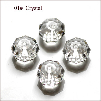 Imitation Austrian Crystal Beads, Grade AAA, Faceted, Octagon, Clear, 6x4mm, Hole: 0.7~0.9mm