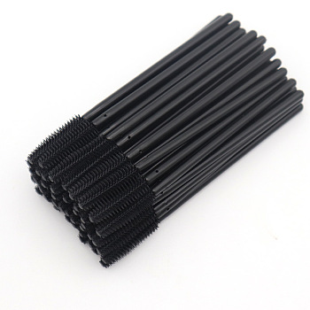 Silicone Disposable Eyebrow Brush, Mascara Wands, for Extensions Lash Makeup Tools, Black, 10.7x0.4cm
