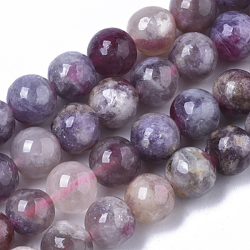 Natural Purple Red Tourmaline  Beads Strands, Round, 6~7mm, Hole: 0.9mm, about 63pcs/Strand, 15.35 inch(39cm)