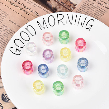 UV Plating Transparent Acrylic European Beads, Large Hole Beads, Mixed Color, Letter O, 20.5x18x13.5mm, Hole: 6mm