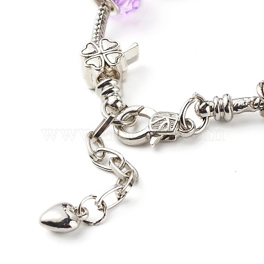 Heart Angel Clover Flowers European Bracelet for Teen Girl Women(BJEW-JB06849-05)-6