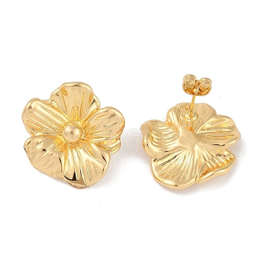 201 Stainless Steel Flower Stud Earrings(EJEW-I309-06G)-2