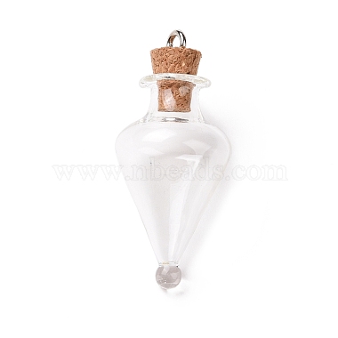 Teardrop Glass Cork Bottle Pendants(AJEW-A041-01D)-2