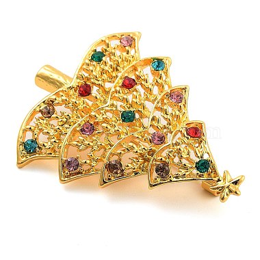 Christmas Theme Alloy Colorful Rhinestone Brooches(JEWB-S022-02C-G)-3