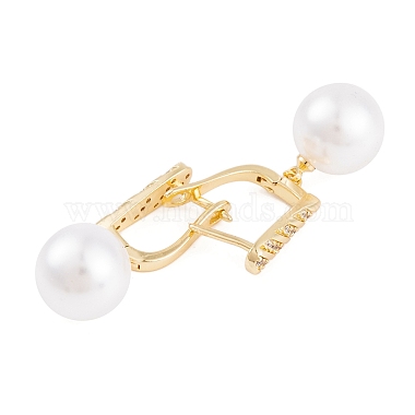 Rack Plating Brass Clear Cubic Zirconia ABS Pearl Earrings(EJEW-S219-15G-09)-2