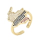 Brass Micro Pave Cubic Zirconia Cuff Open Rings(CU-CBA04DC-01G)-4