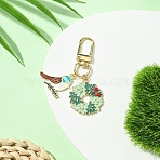 Birds Theme Alloy Enamel Pendant Decoration, with Alloy Swivel Clasps, Christmas Wreath, 60mm, Pendant: 22~28mm(KEYC-YW00153-01)