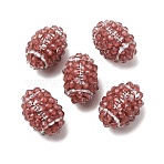 Sports Opaque Acrylic & Resin Rhinestone Beads, Rugby, Sienna, 20x13.5x14mm, Hole: 4mm(RB-CBA95A4-03)