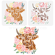 2Pcs 2 Styles PET Hollow Out Drawing Painting Stencils, for DIY Scrapbook, Photo Album, Cattle, 300x300mm, 1pc/style(DIY-WH0394-0181)