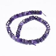 Natural Amethyst Beads Strands, Faceted, Rondelle, 8x5~8mm, Hole: 0.8mm, about 64~80pcs/strand, 15.7 inch(40cm)(G-F632-13A-01)