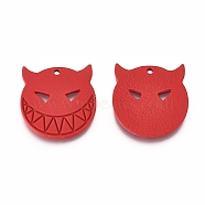 Alloy Pendants, Baking Painted, for Halloween, Evil, Red, 20.5x19.5x1.5mm, Hole: 1.5mm(ENAM-E568-19A)
