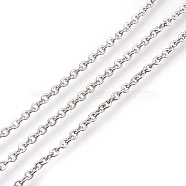 304 Stainless Steel Cable Chains, Unwelded, Flat Oval, Stainless Steel Color, 4x3x0.8mm(X-CHS-R002-0.8mm)