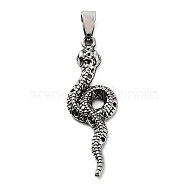Tibetan Style Alloy Pendants, Snake Charms, Antique Silver, 46.5x15x4mm, Hole: 7.5x4.5mm(TIBE-L012-041AS-04)