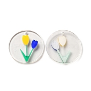 Transparent Acrylic Pendants, Flowers, WhiteSmoke, 28x28x4mm, Hole: 1.8mm(ACAB-Q001-18)