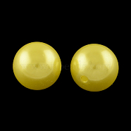 Round ABS Plastic Imitation Pearl Beads, Yellow, 20mm, Hole: 2mm, about 120pcs/500g(OACR-R053-29)