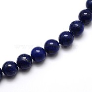 Dyed Natural Lapis Lazuli Round Beads Strands, Grade A, 12mm, Hole: 1mm, about 33pcs/strand, 15.5 inch(G-O047-06-12mm)