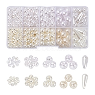 10 Style ABS Plastic & Acrylic Imitation Pearl Beads, Round & Snow & Teardrop, Mixed Color, about 753pcs/box(KY-YW0001-16)