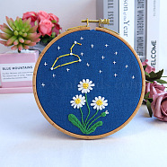 Flower & Constellation Pattern 3D Bead Embroidery Starter Kits, including Embroidery Fabric & Thread, Needle, Instruction Sheet, Leo, 200x200mm(DIY-P077-089)