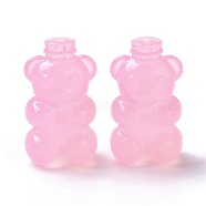 Resin Beads, Imitation Jelly Style, Half Drilled, Bear, Pearl Pink, 25x14x11mm, Hole: 1.2mm(RESI-C001-01A)