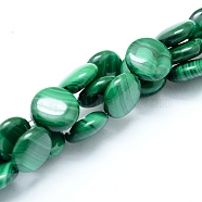 Natural Malachite Beads Strands, Round Flat, 12x4~5mm, Hole: 0.8mm, about 33pcs/strand, 15.75 inch(40cm)(G-D0011-06-12mm)