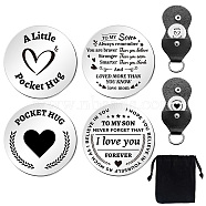 Encouragement To Daughter Theme Flat Round Double-Sided Engraved Stainless Steel Commemorative Decision Maker Coin Set, with Storage Pouch & Drawstring Bags, Boy Pattern, 25x25x2mm(AJEW-GL0001-63-002)