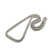 Fashionable 304 Stainless Steel Wheat Chain Necklaces, with Lobster Claw Clasps, Stainless Steel Color, 23.6 inch(60cm)x8mm(STAS-A028-N003P)