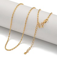 Brass Textured Column Link Chain Necklaces for Women, Real 18K Gold Plated, 17.72 inch(45cm)(NJEW-U011-03G)