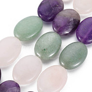 Natural Green Aventurine & Rose Quartz & Amethyst Beads Strands, Oval, 25x18x8~9mm, Hole: 1.6mm, about 16pcs/strand, 15.94 inch(40.5cm)(G-S359-353)