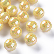 Opaque Acrylic Beads, AB Color Plated, Round, Gold, 20x19mm, Hole: 2~3mm, about 111pcs/500g(MACR-S370-D20mm-SS2105)