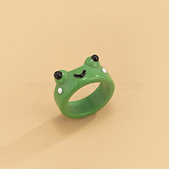 Frog Resin Plain Band Rings for Women Girls, Frog, 17mm(FS-WG41763-04)