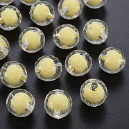 Transparent Acrylic Beads, Bead in Bead, Faceted, Round, Champagne Yellow, 16mm, Hole: 3mm, about 205pcs/500g(TACR-S152-14A-A10)