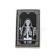 The Hermit IX Tarot Card Alloy Brooch, Skull Badge for Backpack Clothes, Black, 30.5x19x1.8mm(JEWB-G020-06P)