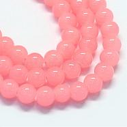 Baking Painted Imitation Jade Glass Round Bead Strands, Light Coral, 6.5mm, Hole: 1.5mm, about 145pcs/strand, 31.8 inch(DGLA-Q021-6mm-03)