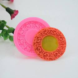 Wreath Design DIY Food Grade Silicone Molds, Fondant Molds, For DIY Cake Decoration, Chocolate, Candy, UV Resin & Epoxy Resin Jewelry Making, Random Single Color or Random Mixed Color, 57x11mm, Inner Size: 48mm(AJEW-L054-21)
