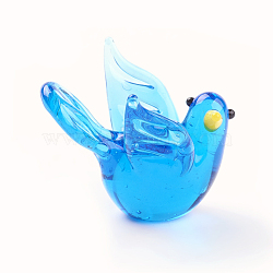 Home Decorations, Handmade Lampwork Display Decorations, Dove, Deep Sky Blue, 18~22x19~21x14~19mm(LAMP-J084-33)