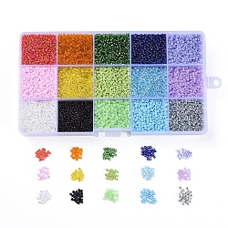 15 Colors 12/0 Glass Seed Beads, Opaque Colors Lustered & Ceylon & Opaque Colours Seed Transparent Colours Rainbow & & Colours Lustered & Silver Lined & Transparent, Round, Mixed Color, 12/0, 2mm, Hole: 1mm, 180g/box(SEED-X0052-04-2mm)