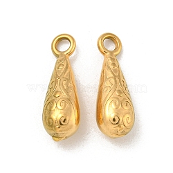 Ion Plating(IP) 304 Stainless Steel Pendants, Teardrop Charms, Real 18K Gold Plated, 16.5x5.5x5mm, Hole: 1.8mm(STAS-N103-109G)