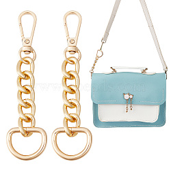 2Pcs Aluminum & Iron & Zinc Alloy Oval Link Purse Strap Extenders, with Swivel Clasp, Light Gold, 10.5cm(FIND-UN0003-19KCG)