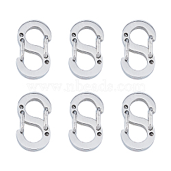 FIBLOOM 6Pcs Stainless Steel Push Gate Snap Key Clasps, Double Snap S Clasps, Stainless Steel Color, 11.5x6x3mm, Hole: 3.5x3.5mm(AJEW-FI0001-03P)