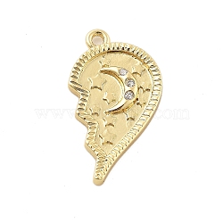 Brass Micro Pave Cubic Zirconia Pendants, Heart Charms, Lead Free & Cadmium Free, Long-Lasting Plated, Real 18K Gold Plated, 23x13.5x2mm, Hole: 1.5mm(KK-L228-25B-G)