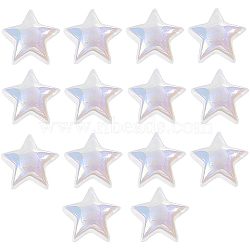 BENECREAT ABS Plastic Beads, Half Drilled, Star, White, 13.5x13x5mm, Hole: 1.4mm, 14pcs/box(FIND-BC0003-04)