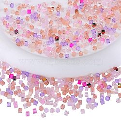 2 Bags Imitation Artificial Crystal Glass Beads, Faceted Cube, Mixed Style, Pink, 3x3x3mm, Hole: 0.9mm, about 100pcs/bag(GLAA-SZ0001-95A-09)