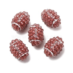 Sports Opaque Acrylic & Resin Rhinestone Beads, Rugby, Sienna, 20x13.5x14mm, Hole: 4mm(RB-CBA95A4-03)