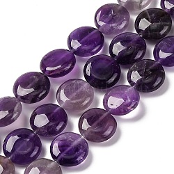 Natural Amethyst Beads Strands, Flat Round, 16x6.5~7mm, Hole: 1.2mm, about 25pcs/strand, 14.96~15.35 inch(38~39cm)(G-C159-A08-01)