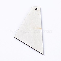 Natural Wood Pendants, Undyed, Laser Cut Wood Shape, Wood Slice, Trapezoid, Antique White, 54.5x29.5x2.5mm, Hole: 1.5mm(WOOD-WH0100-35C)