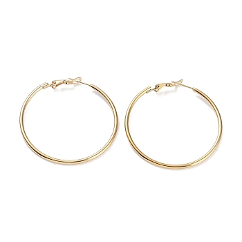 Ring 304 Stainless Steel Hoop Earrings for Women Men, Golden, 12 Gauge, 45.5x2mm, Pin: 0.6mm