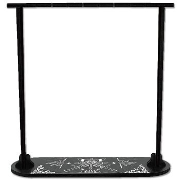 Wooden Crystal Display Shelf, Black Oval Crystal Holder Stand, Rustic Divination Pendulum Storage Rack, Witch Stuff, Easy to Assemble, Sword, 42~288x27.6~80x7mm